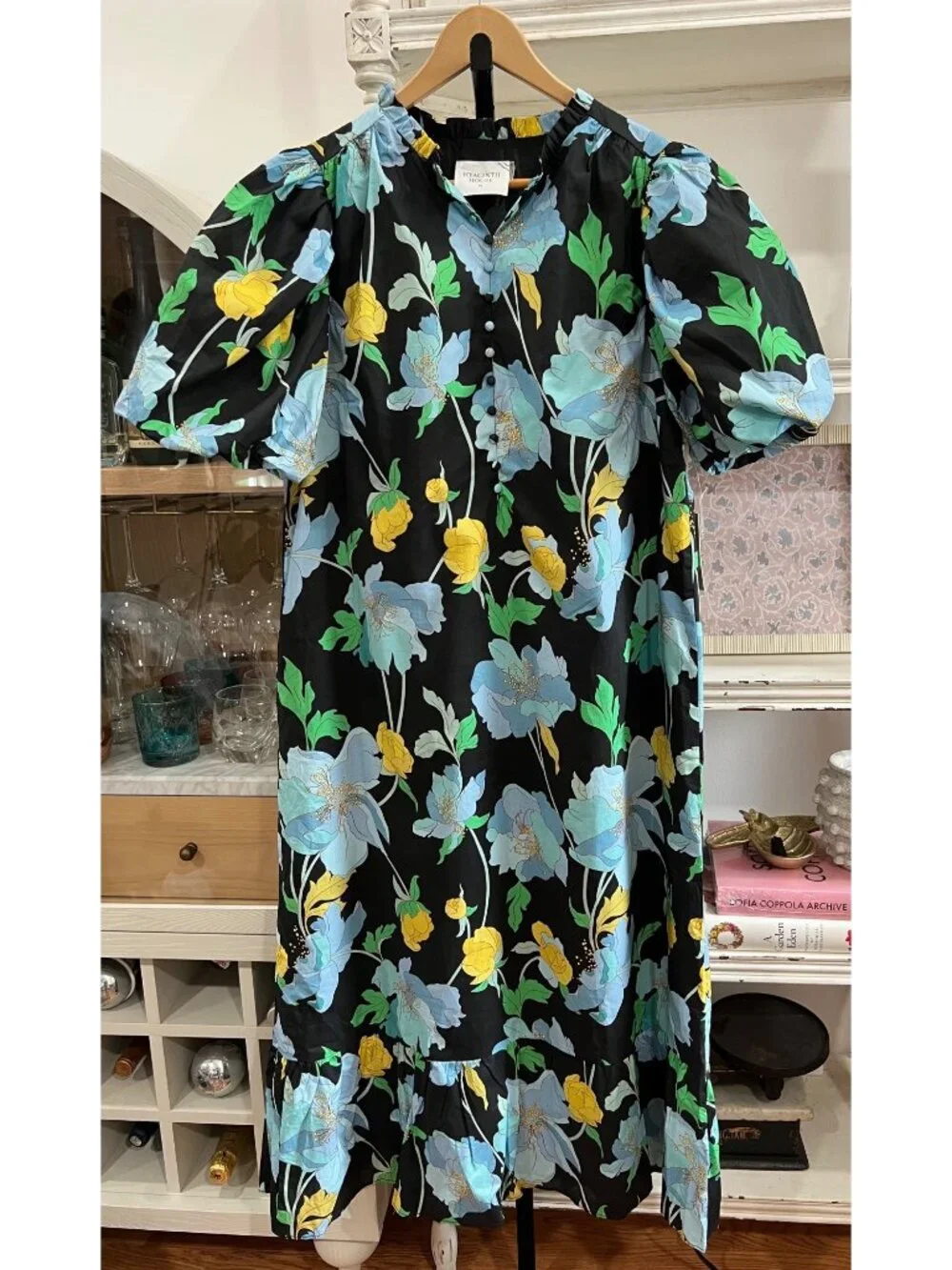 BNWT Tuckernuck Hyacinth House Floral Mimi MIDI Dress Size XL Puff Sleeve - Picture 3 of 5